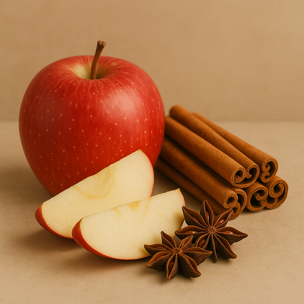 Cinnamon Apple candle styled with apple slices – Zenvi Boutique