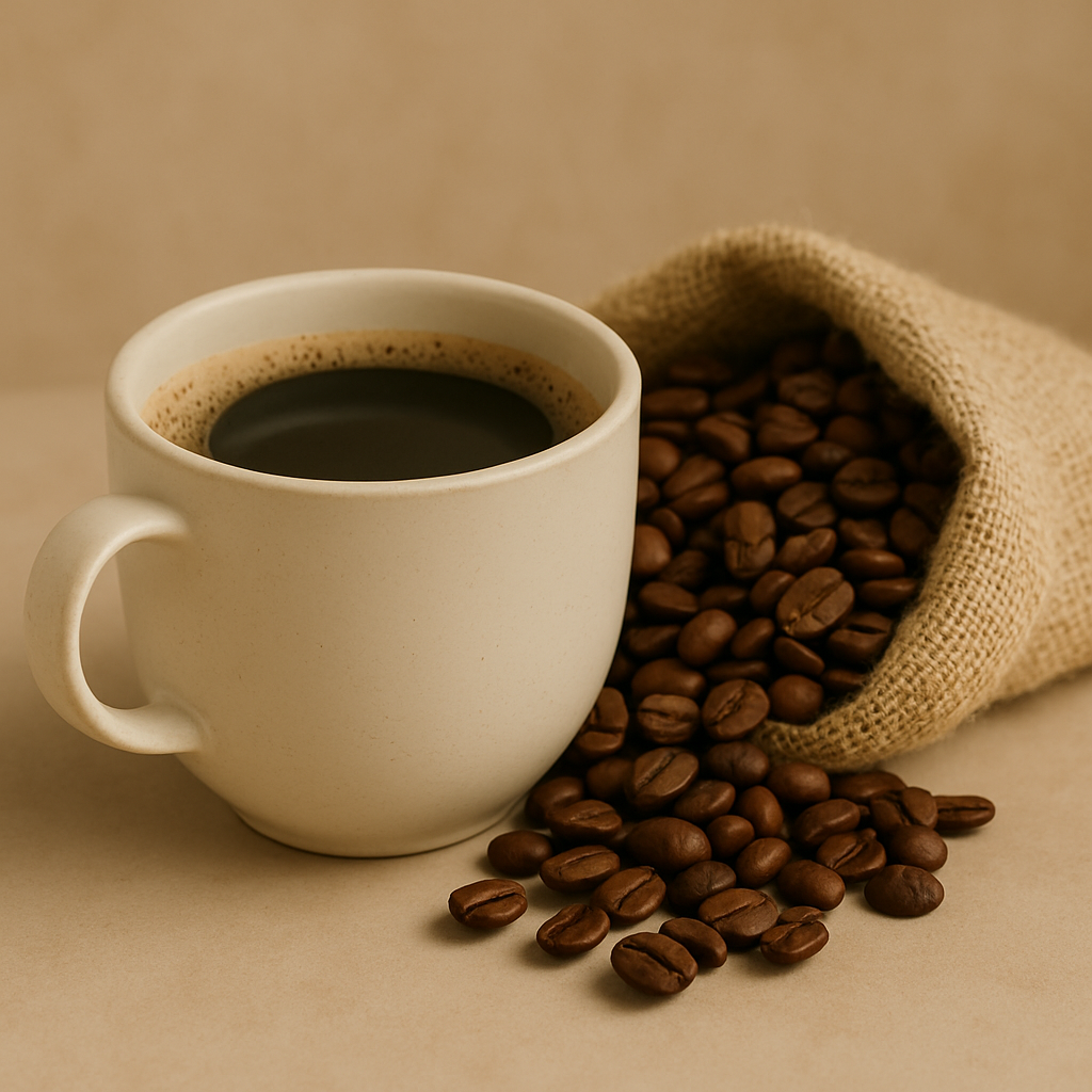 Coffee scented soy candle with beans and mug – Zenvi Boutique