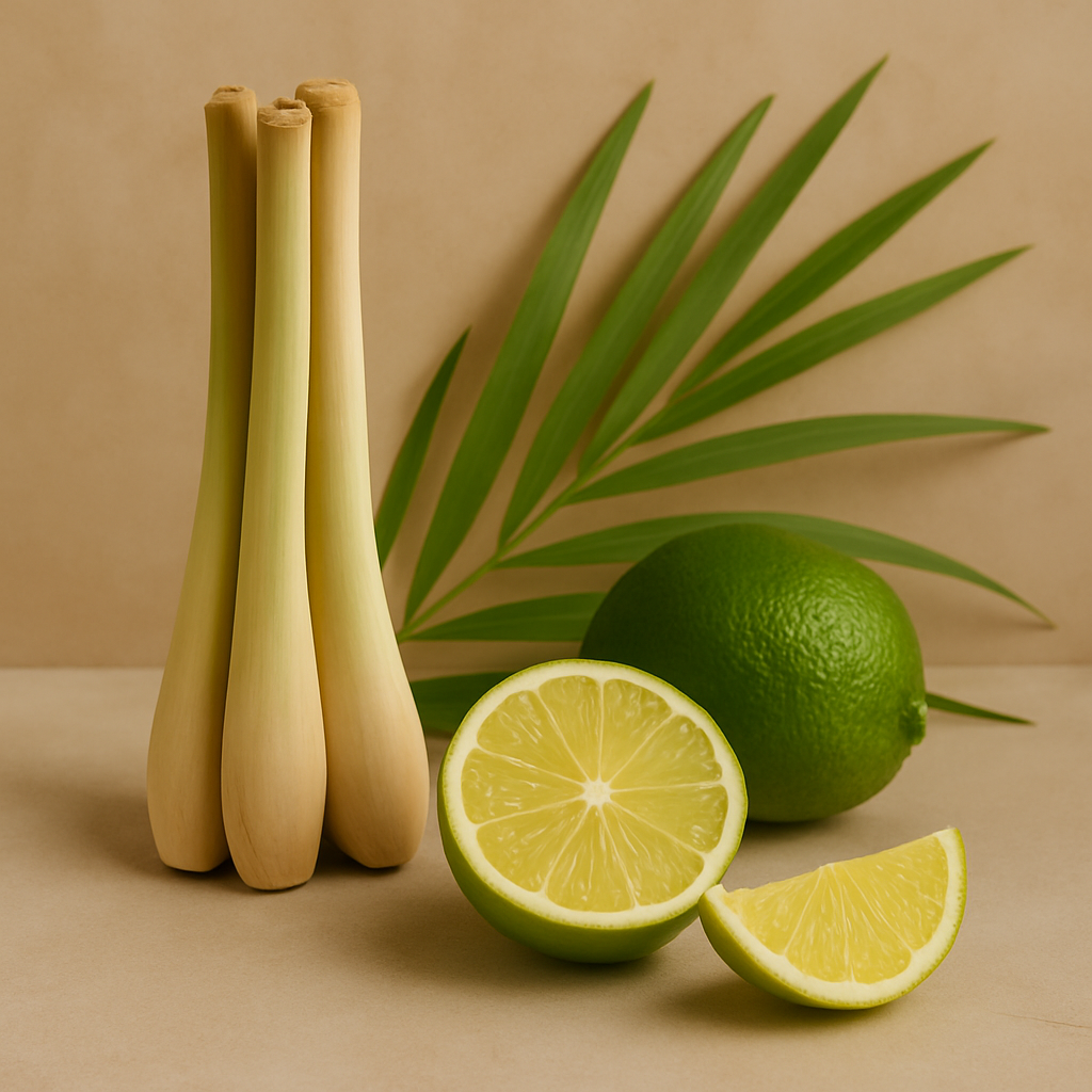 Lemongrass & Persian Lime soy candle with sliced limes – Zenvi Boutique
