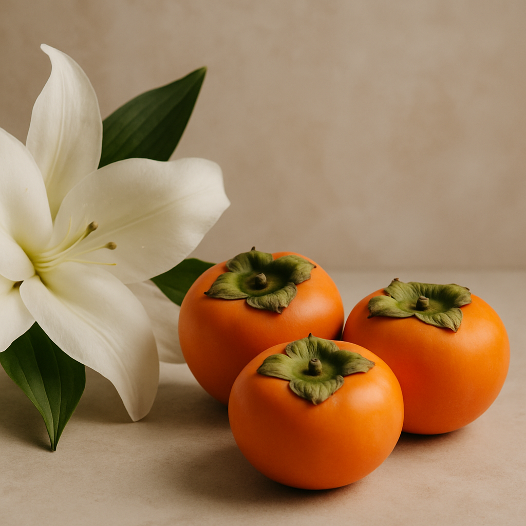 White Lily & Persimmon candle with white florals – Zenvi Boutique