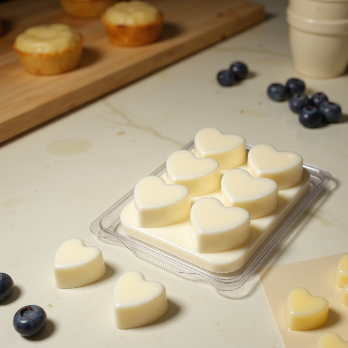 A pack of Blueberry Muffin bakery scented soy wax melts.