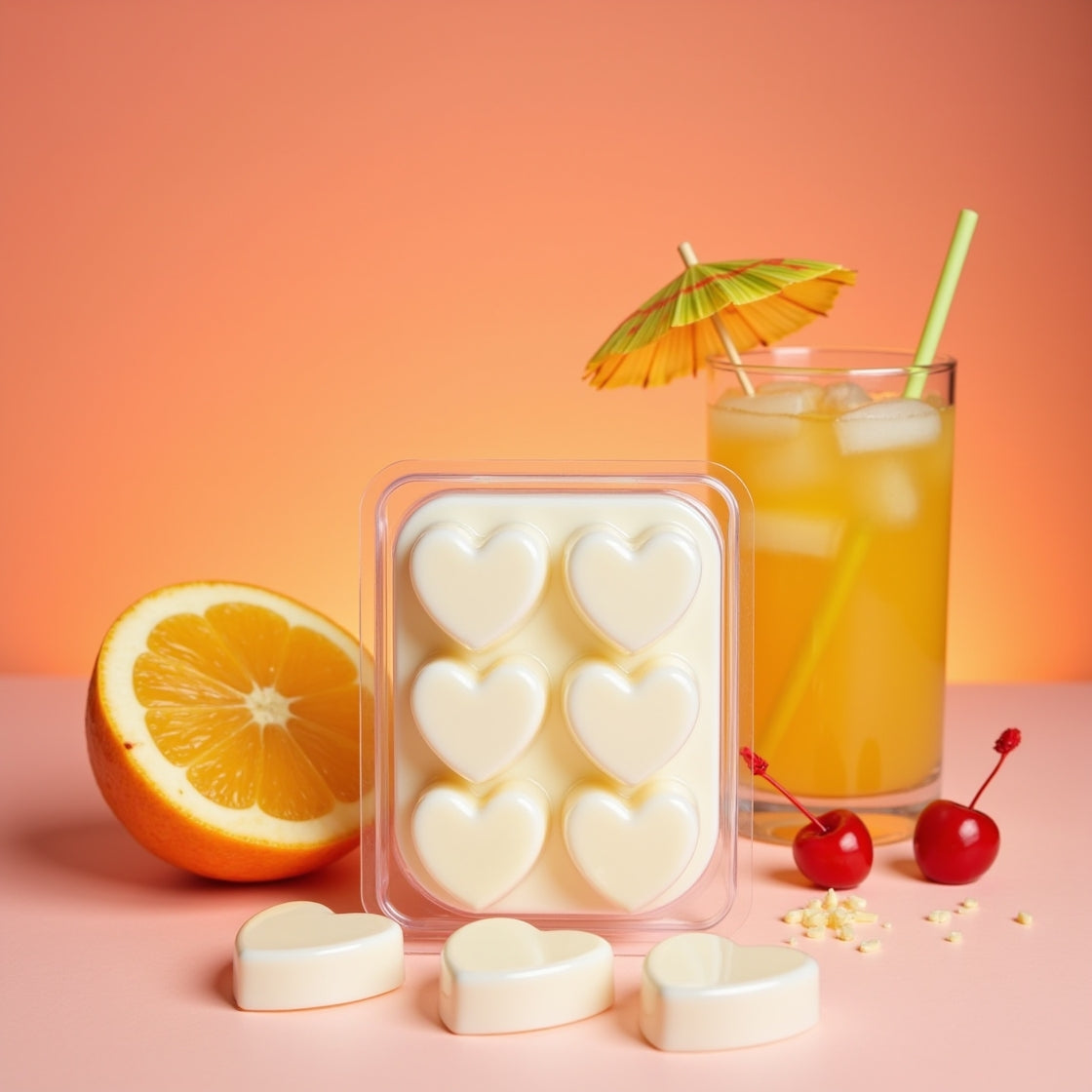 A pack of fruity Sex on the Beach cocktail scented soy wax melts.